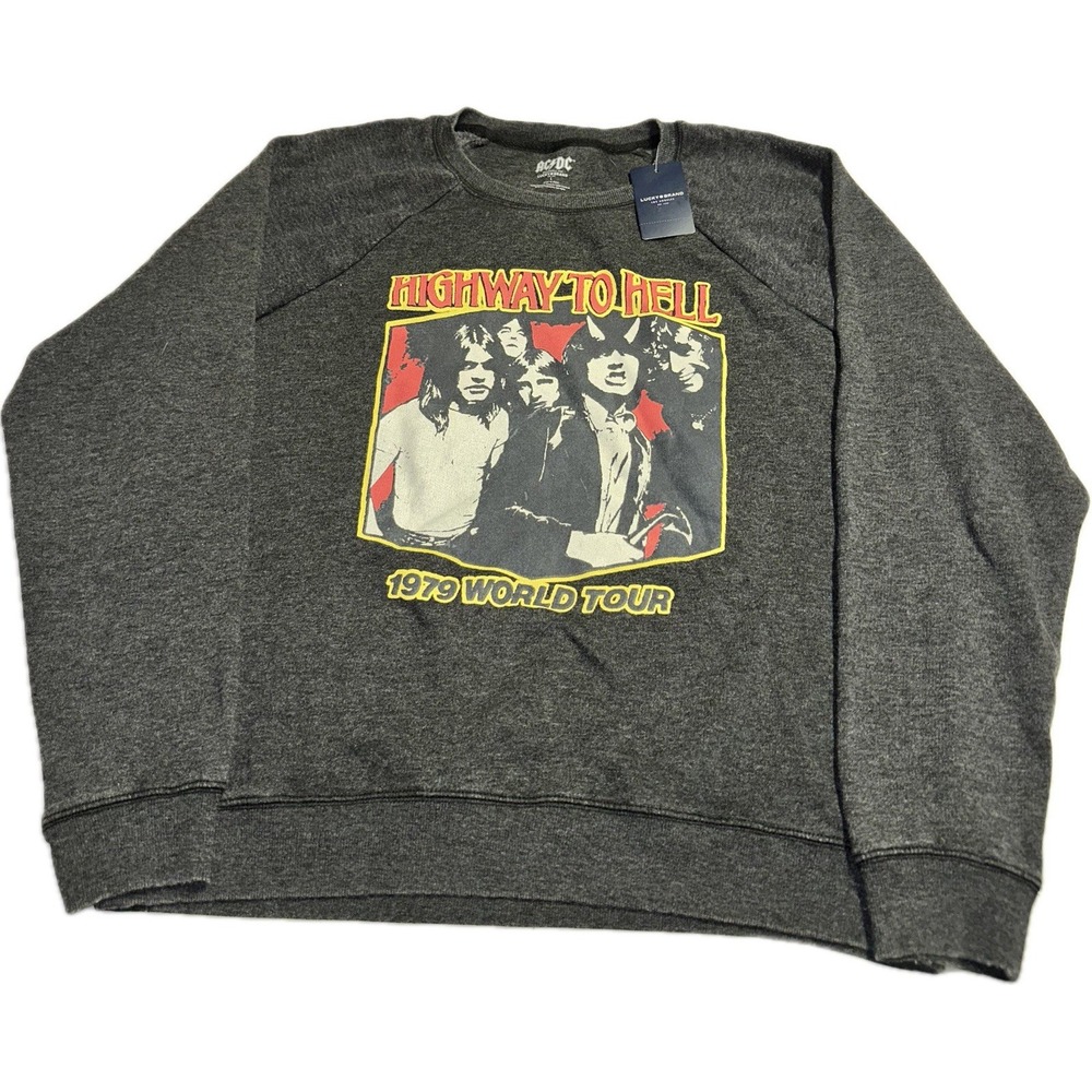NWT Lucky Brand AC/DC 1979 Highway To‎ Hell Long Sleeve Gray SweatShirt Size L